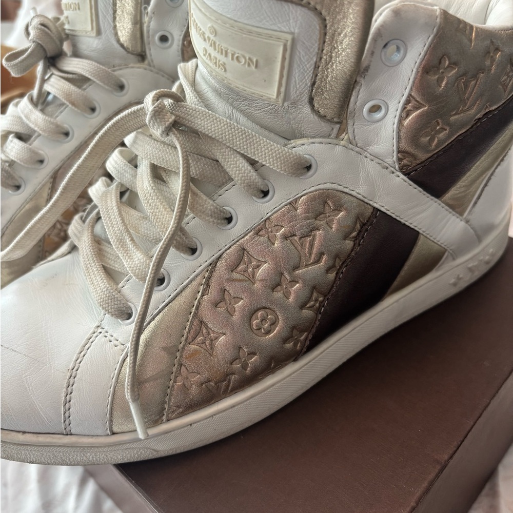 Louis Vuitton White and Gold Women's Sneakers
